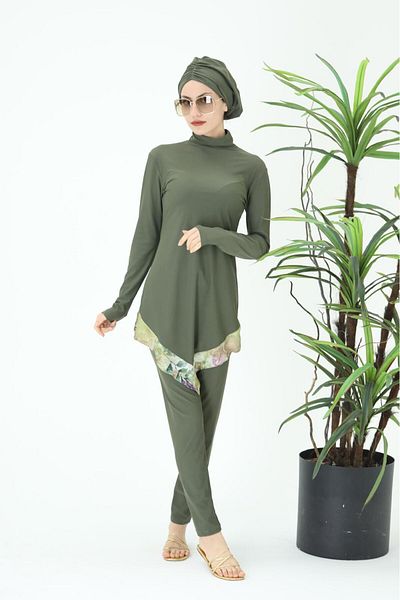 ns tasa Garden Pattern Design Hijab Swimsuit Set