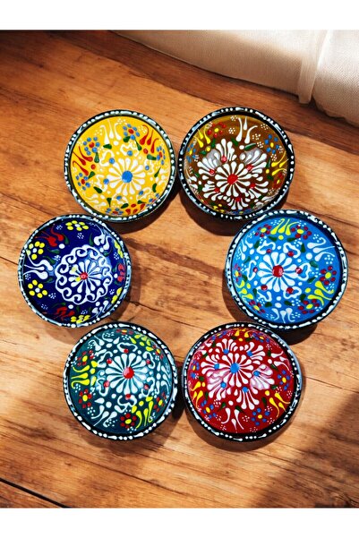 qtahya homes queen of kütahya 8 cm Lace Bowl Snack Bowl - Kutahya 6 Pieces Handmade
