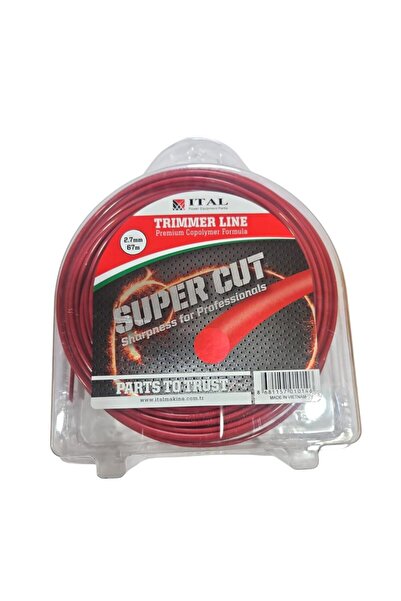 İtal 2.70Mm 67 Mt.Yuvarlak Kırmızı Tırpan Misinası Ot Çim Kesme İpi