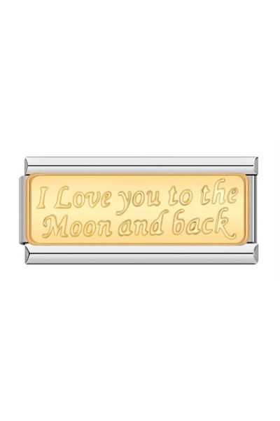 SiestaAccessories Italian Couple Link Bracelet Charm with "I Love You to the Moon and Back"