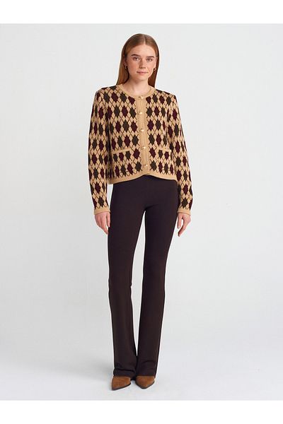 Dilvin 71821 Stretch High Waist Leggings-Dark Brown