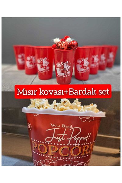 Lider MAGNESİA Popcorn Box+ 8-Piece Cup Set 300ml