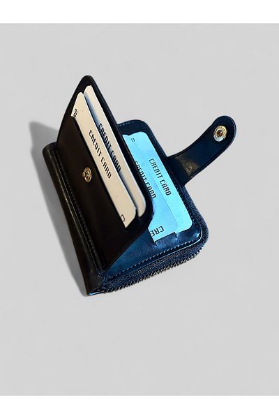 BEE BAGS Men's Front Side Card Holder Two Eyes Useful Navy Color Stylish Design Wallet Accessory