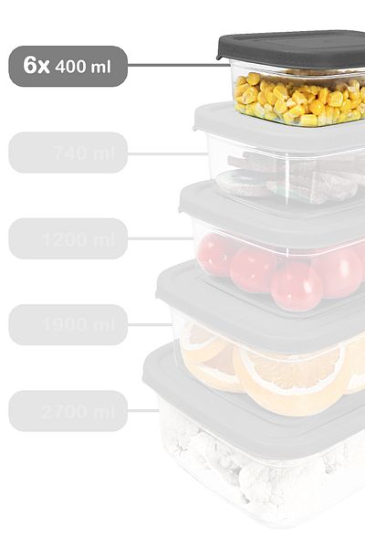 Meleni Home 6 Pieces 400ml Gray Food Storage Container - Microwavable Organizer Organizer
