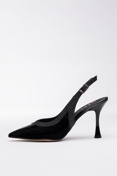 Tasarım Pantofi stiletto cu toc din piele lacuita neagra trandafir