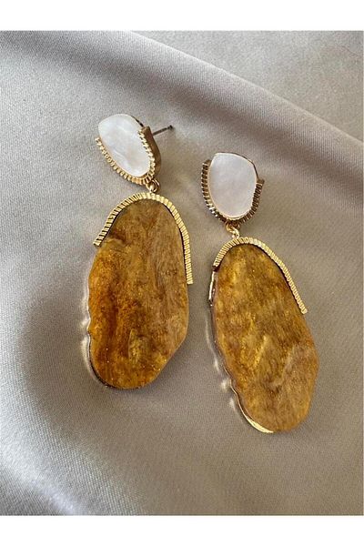 Pelin Aksesuar Honey Color Glitter Earrings
