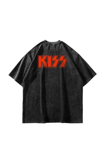 Sekizbiraltı Rock And Roll Printed Unisex Oversize Μαύρο Tshirt - 24/1 Washable