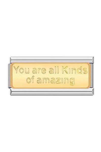 SiestaAccessories Double Link Size You Are All Kinds of Amazing Written Italian Bracelet Charm