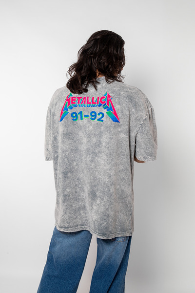 Sekizbiraltı Λευκό μπλουζάκι με στάμπα Metallica Skull Unisex Oversize - Πλένεται όλο το 24ωρο