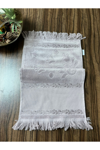 mihriban 2 Adet 30x50cm Soft Etamin Jakarlı Saçaklı El Yüz Havlusu Kanaviçe N...