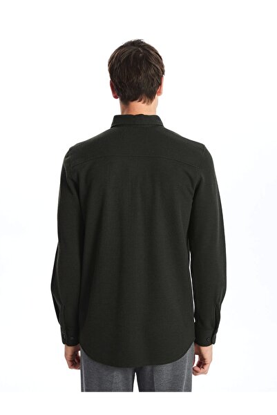 LC Waikiki Southblue Khaki Slim Fit Men's Long Sleeve Shirt