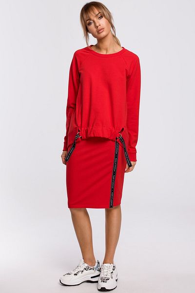 Made of Emotion Skirt with a slit and a stripe trim