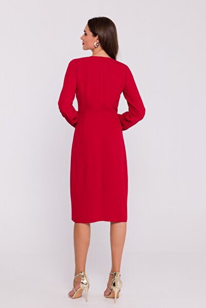 Stylove A wrap dress with pleats at the front