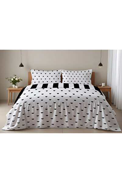Evmila Sevgililer Günü Özel Çift Kişilik Pamuklu Nevresim Takımı 200x220 cm Ç...
