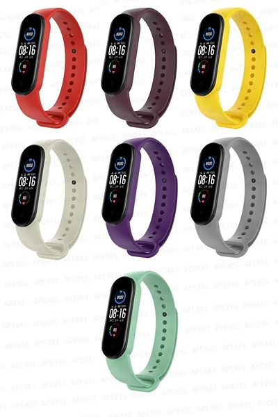 PUFWİN مجموعة سوار سيليكون متوافقة مع Xiaomi Mi Band 5 و6 مكونة من 7 قطع