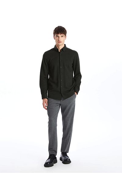 LC Waikiki Ανδρικό πουκάμισο με μακρυμάνικο χακί SOUTHBLUE Slim Fit