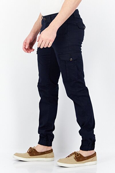 Nautica Men Slim Fit Plain Cargo Pants, Navy