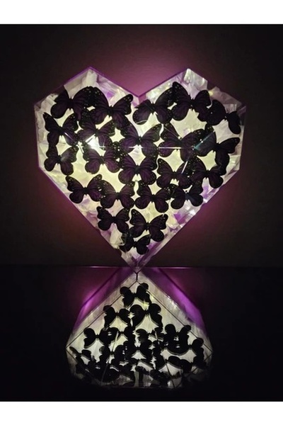 Cherry Kelebekli Aranjman Kutu - Mor