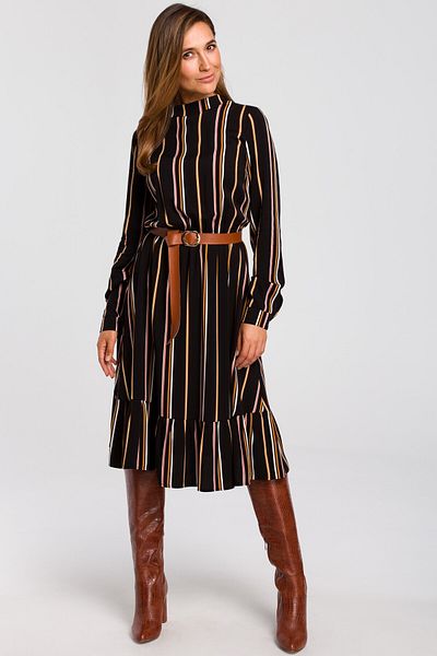 Stylove Rochie cu dungi cu curea