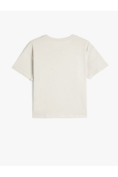 Koton Crew Neck Short Sleeve Cotton Print Detail Oversize T-Shirt