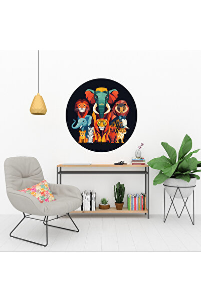 KOSS Dijital Autocolant rotund cu animale drăguțe din Amazon, autocolant în formă rotundă, decor de perete pentru camera copiilor