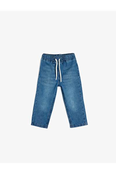 Koton Памучен дънков панталон с връзки на талията