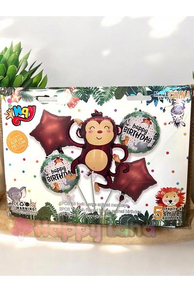 Happyland Safari Concept Safari 5-Piece Monkey Balloon Set Cute Monkey Balloon Set Birthday