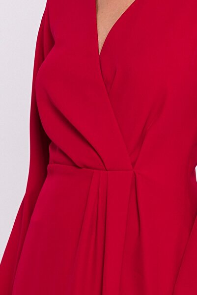 Stylove A wrap dress with pleats at the front