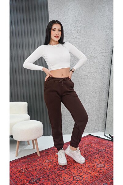 Neva Wear Zr Raised Brown Sweatpants with Soft Texture: