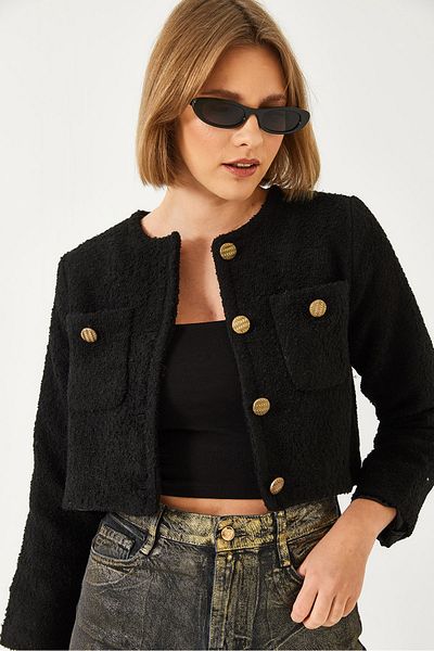 Bianco Lucci Women's Button Detailed Short Jacket Mbms023 60501023