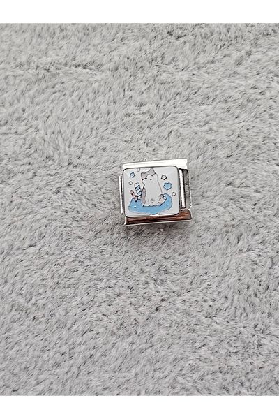 SiestaAccessories Grey White Cat Italian Bracelet Charm - Cat Themed