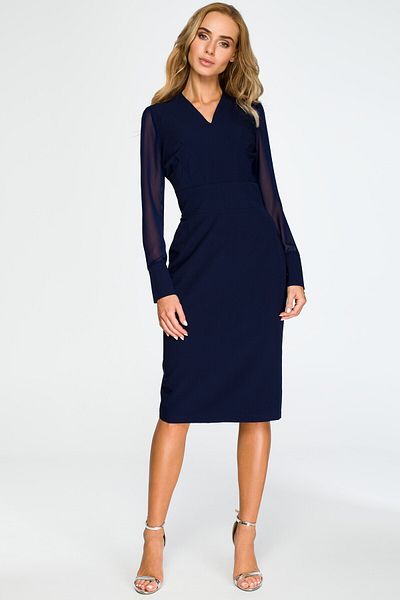 Stylove Pencil dress with chiffon sleeves.