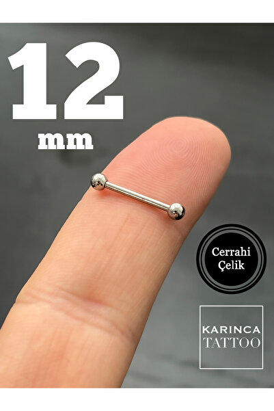 Karınca Piercing 12 Mm En Büyük Boy Düz Çubuk Conch Orbital Göğüs Ucu Meme Piercingi