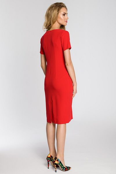Made of Emotion Short-sleeved, draped dress with a deep neckline and side pockets. Hidden back zip.