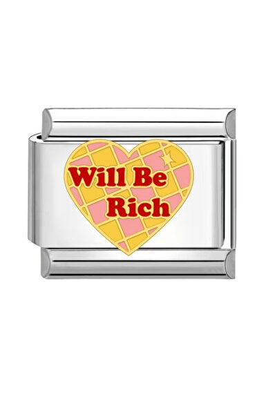 SiestaAccessories Will Be Rich Yazılı Kalp İtalyan Bileklik Charm