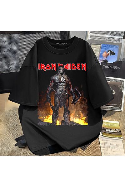 Touz Moda Μπλουζάκι με στάμπα Unisex Oversize Rock Series Iron Maiden