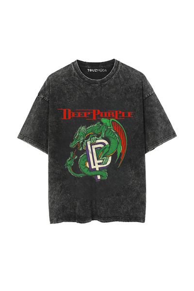 Touz Moda Μπλουζάκι με στάμπα Unisex Oversize Σειρά Rock Deep Purple