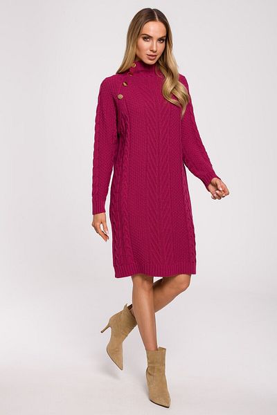 Made of Emotion Long sweater dress with a turtleneck and decorative buttons