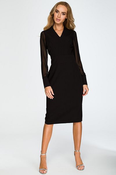 Stylove Pencil dress with chiffon sleeves.