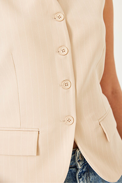 Bianco Lucci Γυναικείο γιλέκο με ριγέ V λαιμόκοψη 60342 60271014