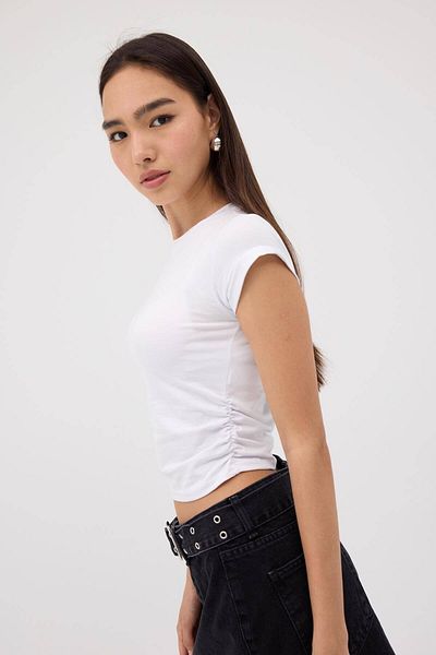 Addax Crew Neck Gathered Sides Blouse B3939-J5
