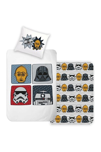 Disney Collection Set lenjerie de pat reversibil Disney Home Star Wars 135x200 - fata de perna 80x80 - Renforce super moale 100%
