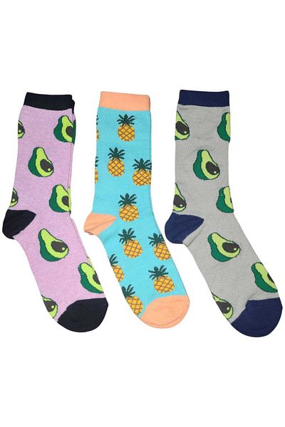 Fanilam 3 Pack Fruit Patterned Cheerful Unisex Bamboo Socks 36-41
