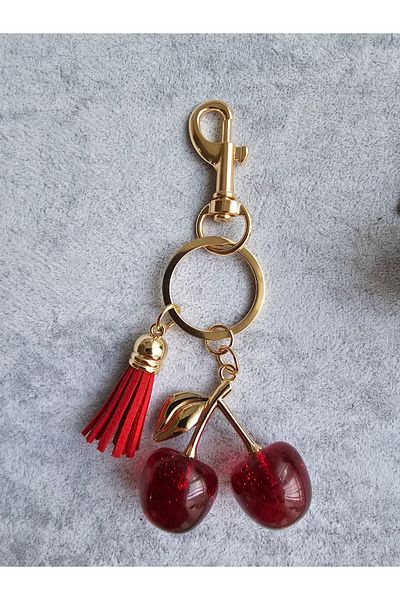 SiestaAccessories Small Silvery Red Cherry Figured Bag Charm / Accessory / Ornament / Keychain