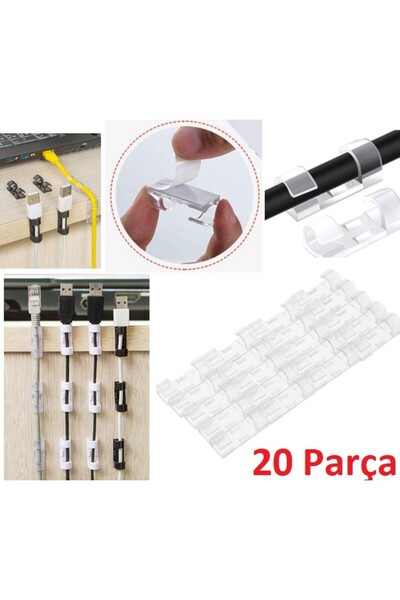 Generic Brand 20-Piece Adhesive Cable Fixator Transparent Clip