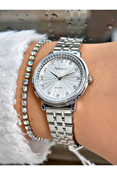 Ferrucci FERRUCCİ TAŞLI GÜMÜK METAL KADIN KOL SAATİ