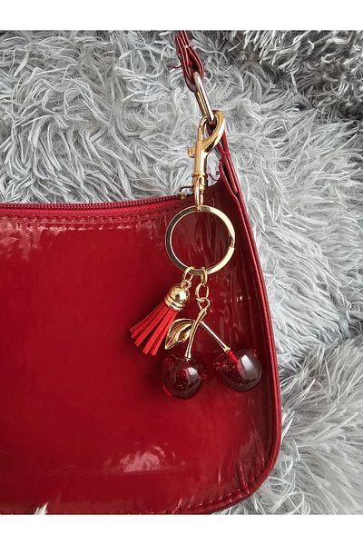 SiestaAccessories Small Silvery Red Cherry Figured Bag Charm / Accessory / Ornament / Keychain