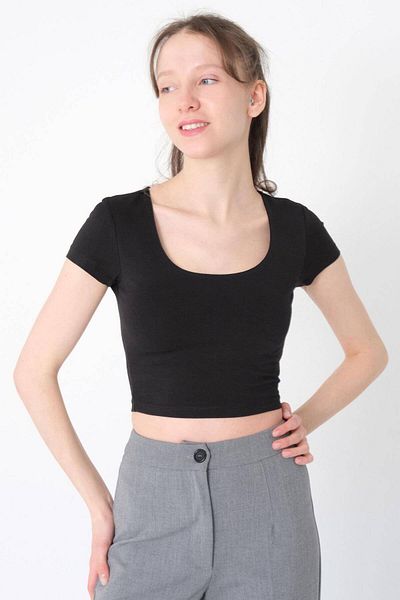 Addax P1417-M13 Model U-Neck Crop T-Shirt