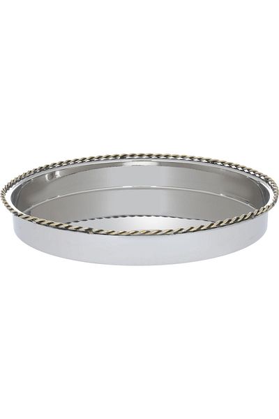 Alsaif Gallery Steel Serving Plate Al Seif Gallery, Round - Silver
