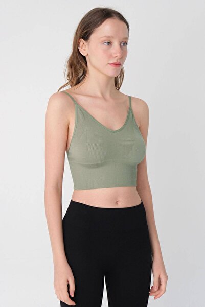 Addax V-Neck Thin Strap Seamless Crop Bustier A0130-k10